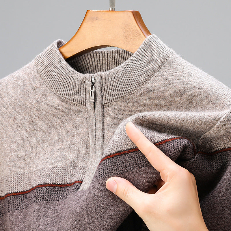 Zipper Collar Sweater Men's Thickened Long-sleeved Sweater