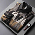 Contrast Color Diamond Lattice Fake Two-piece Warm Men's Shirt