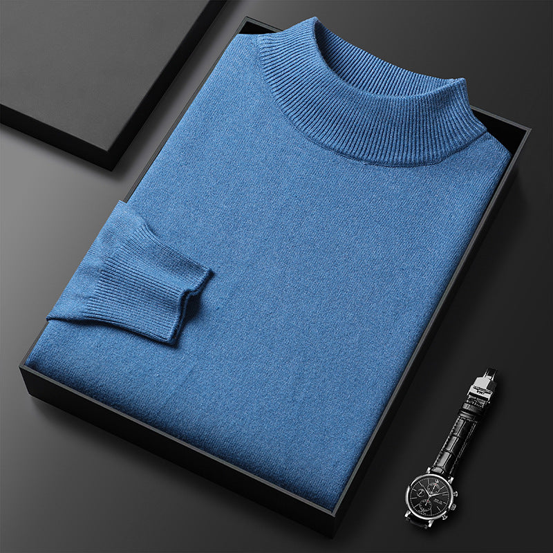 Men's Sweater Slim Fit Pure Color Half Collar Knitted Bottoming Shirt
