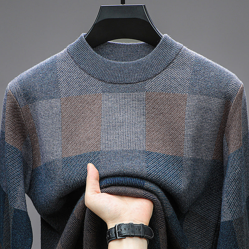 Men's Knitting Sweater Middle-aged Pullover Crew Neck Casual Bottoming Shirt