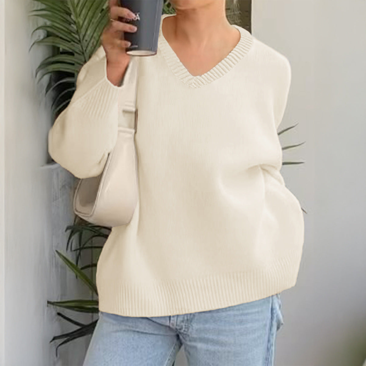 Casual Solid Color Long-sleeved Shirt Woolen Women's Clothing