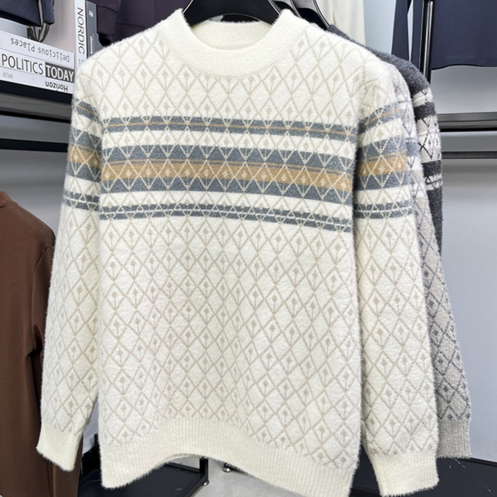 Fashion New Round Neck Pullover Mink Knitted Sweater Men