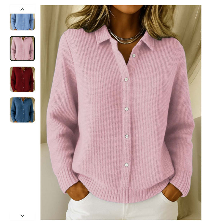 Casual Fashion Button Knitted Lapel Sweater