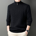 Autumn And Winter Knitting Half Turtleneck Warm Twisted Loose-fitting Long Sleeve Sweater Men