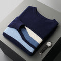 Autumn And Winter Round Neck Woolen Sweater Men's Contrasting Color Jacquard Inner Wear Sweater
