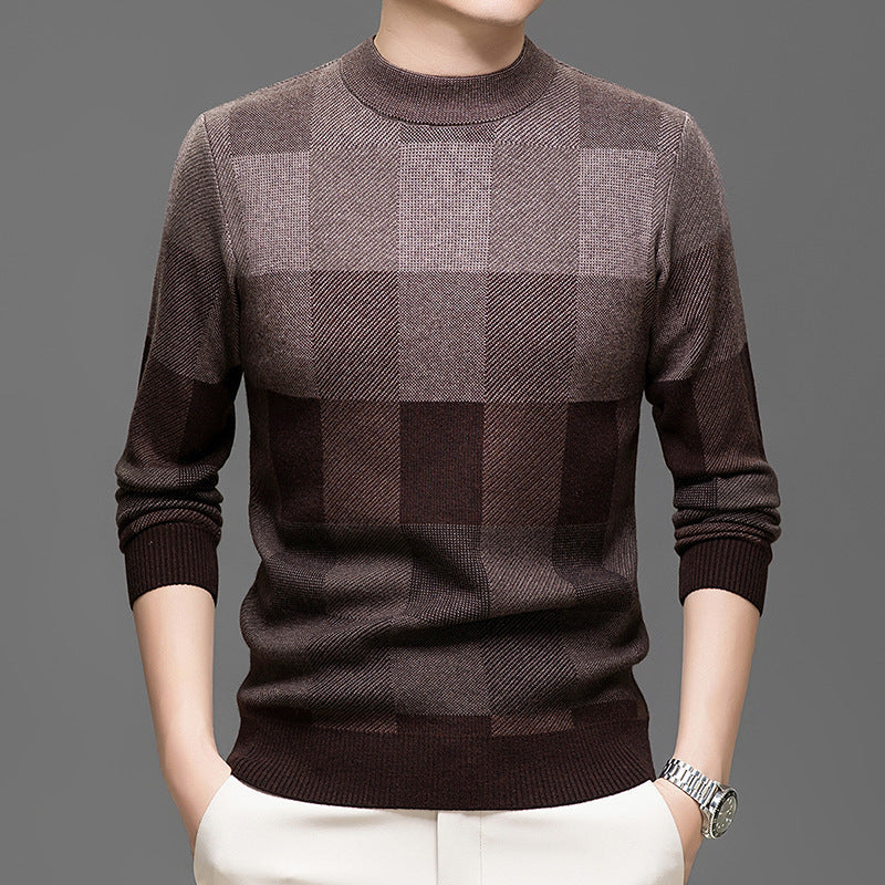 Men's Knitting Sweater Middle-aged Pullover Crew Neck Casual Bottoming Shirt