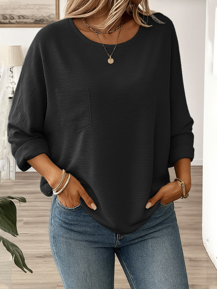 Round Neck Regular Solid Color Multi-color Women's Top T-shirt