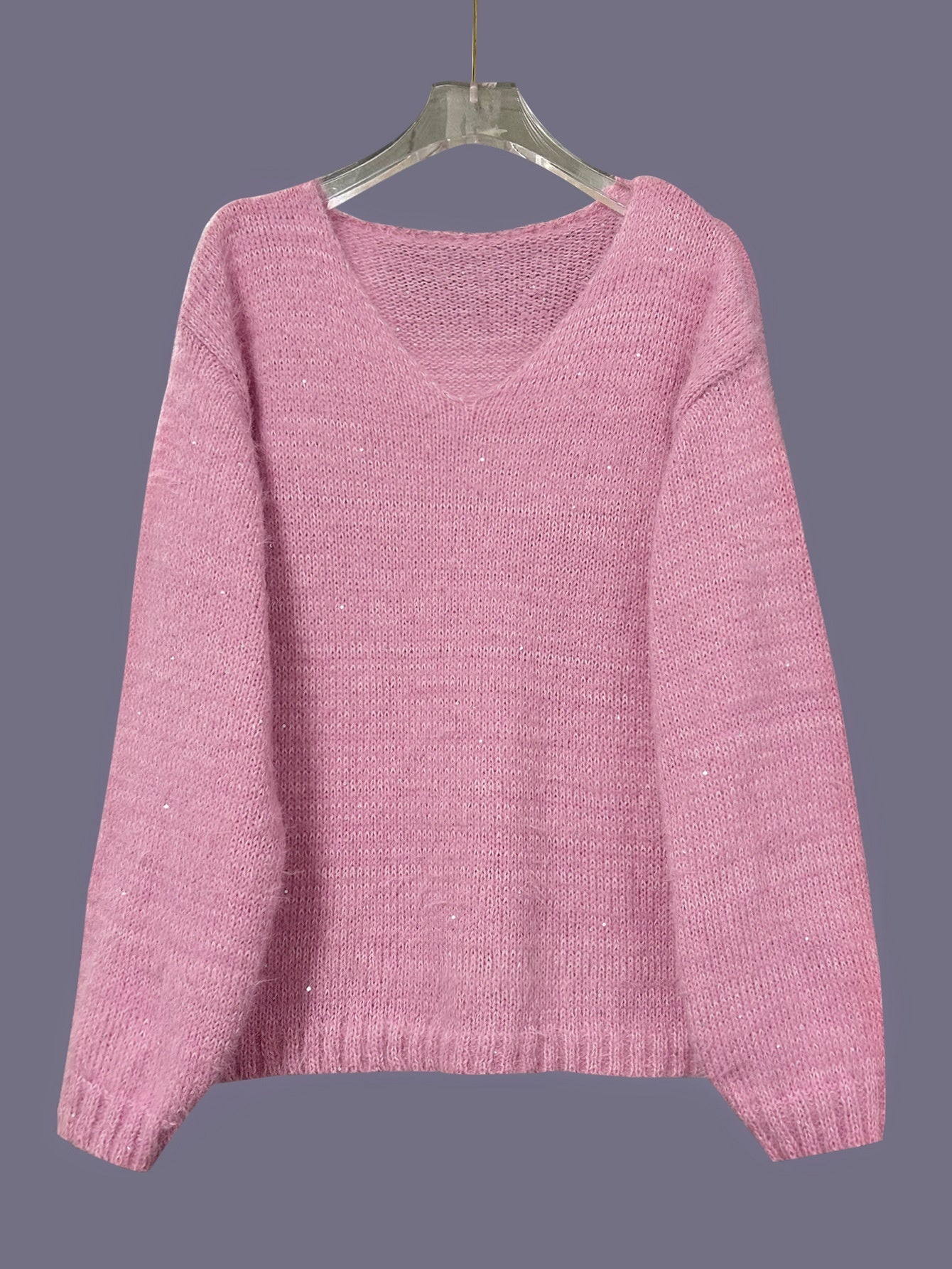 Loose Shiny Pink Women's Sweater