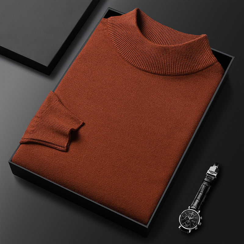 Men's Sweater Slim Fit Pure Color Half Collar Knitted Bottoming Shirt