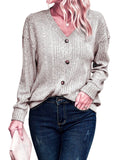 Women's Knitted Button Sweater Casual Long Sleeve Loose Top