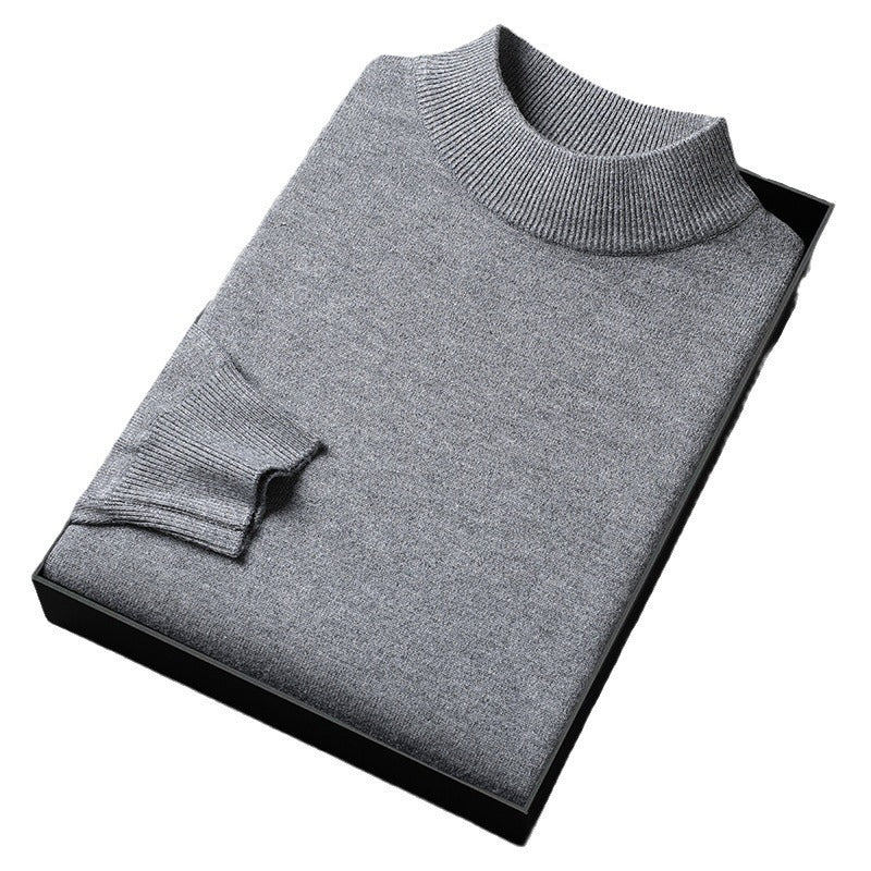 Men's Sweater Slim Fit Pure Color Half Collar Knitted Bottoming Shirt