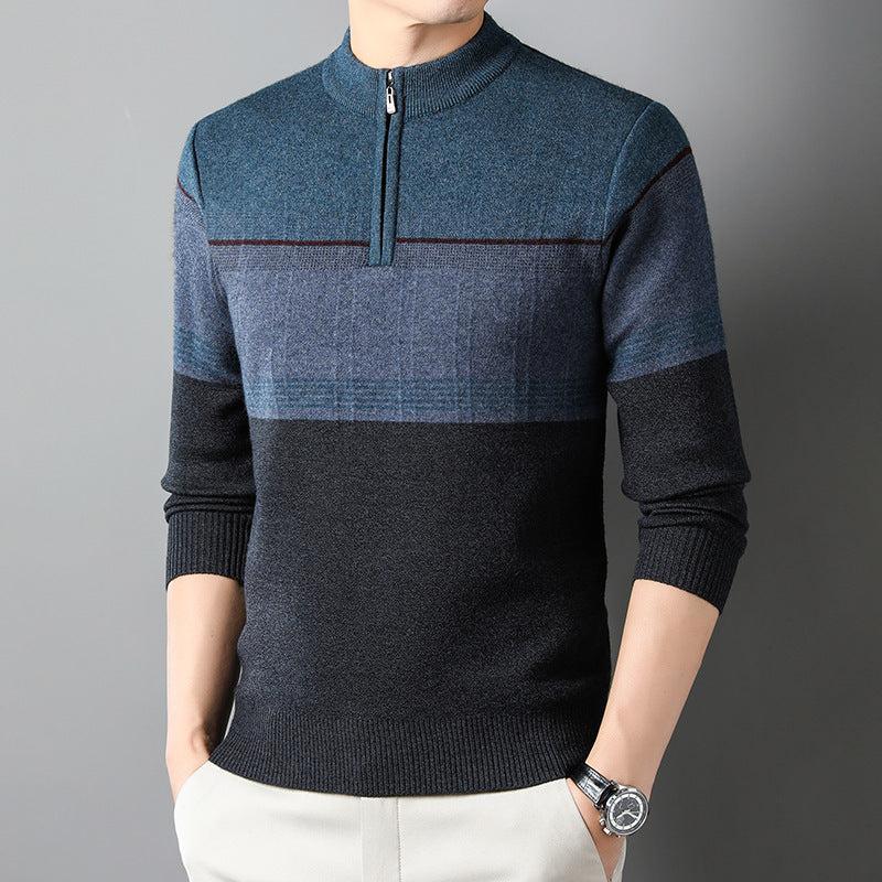 Zipper Collar Sweater Men's Thickened Long-sleeved Sweater