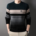 Fleece-lined Thickened Striped Fashion Pullover Base Knitwear