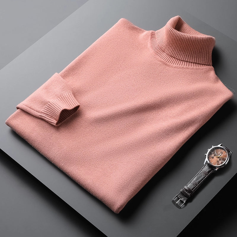 Men's Turtleneck Solid Color Knitted Sweater Autumn And Winter Loose Pullover