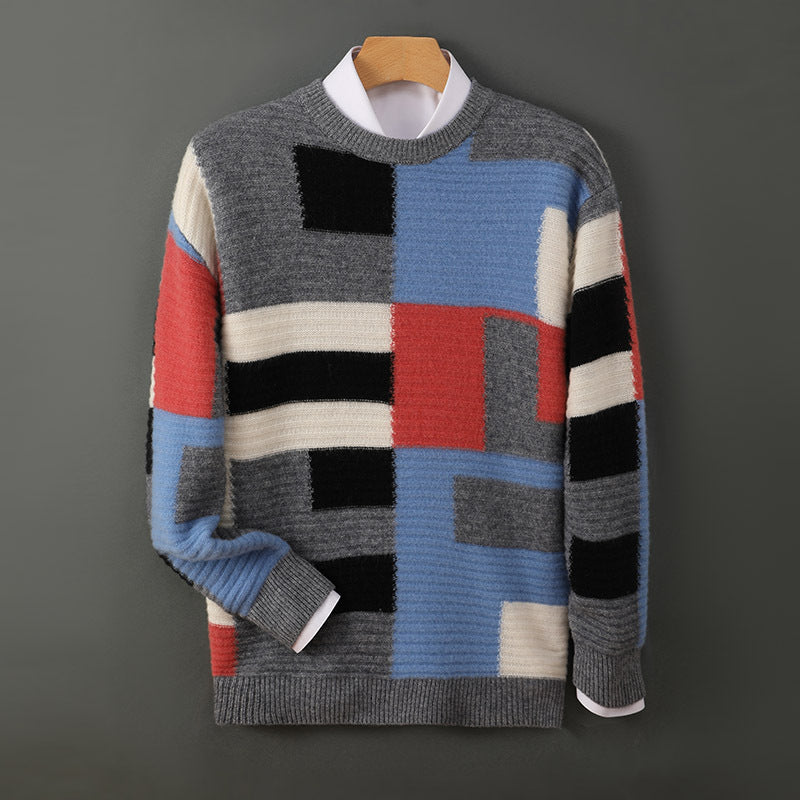 Cashmere Sweater Men's Loose Round Neck Multicolor