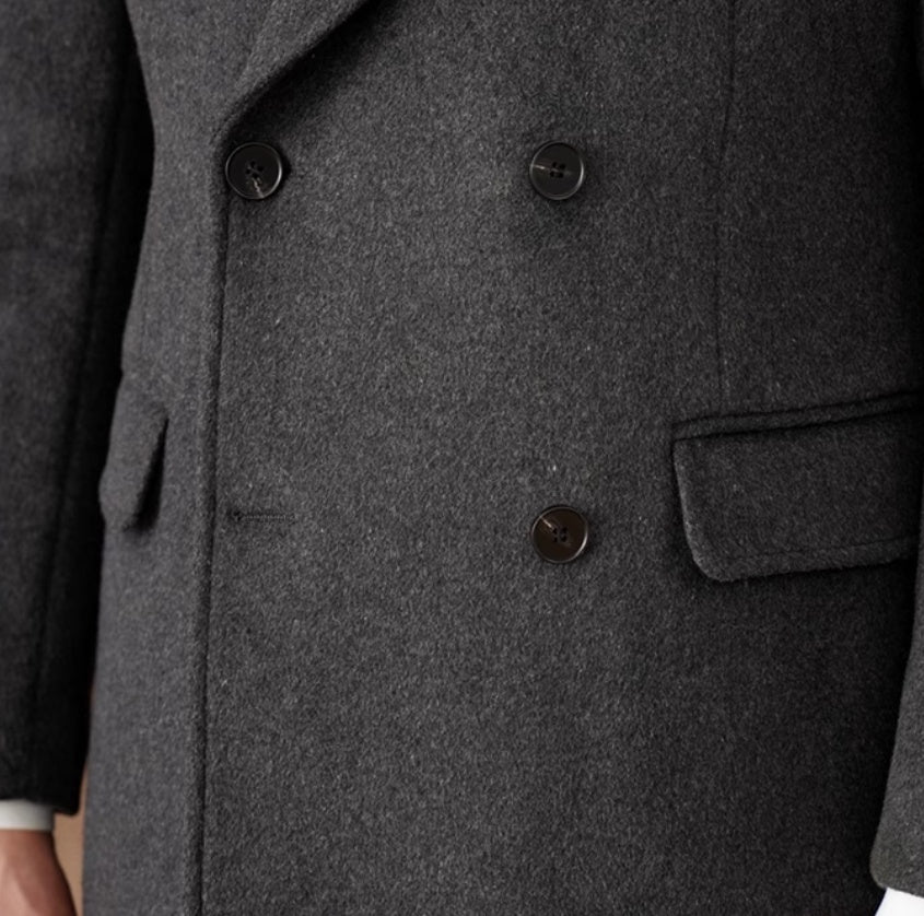 Double Breasted Coat Wool Atmospheric Field Coat