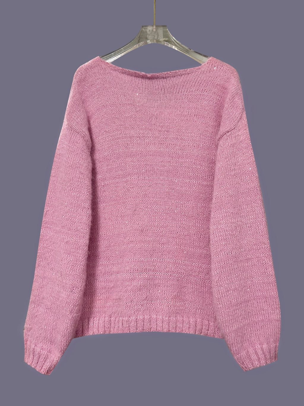 Loose Shiny Pink Women's Sweater